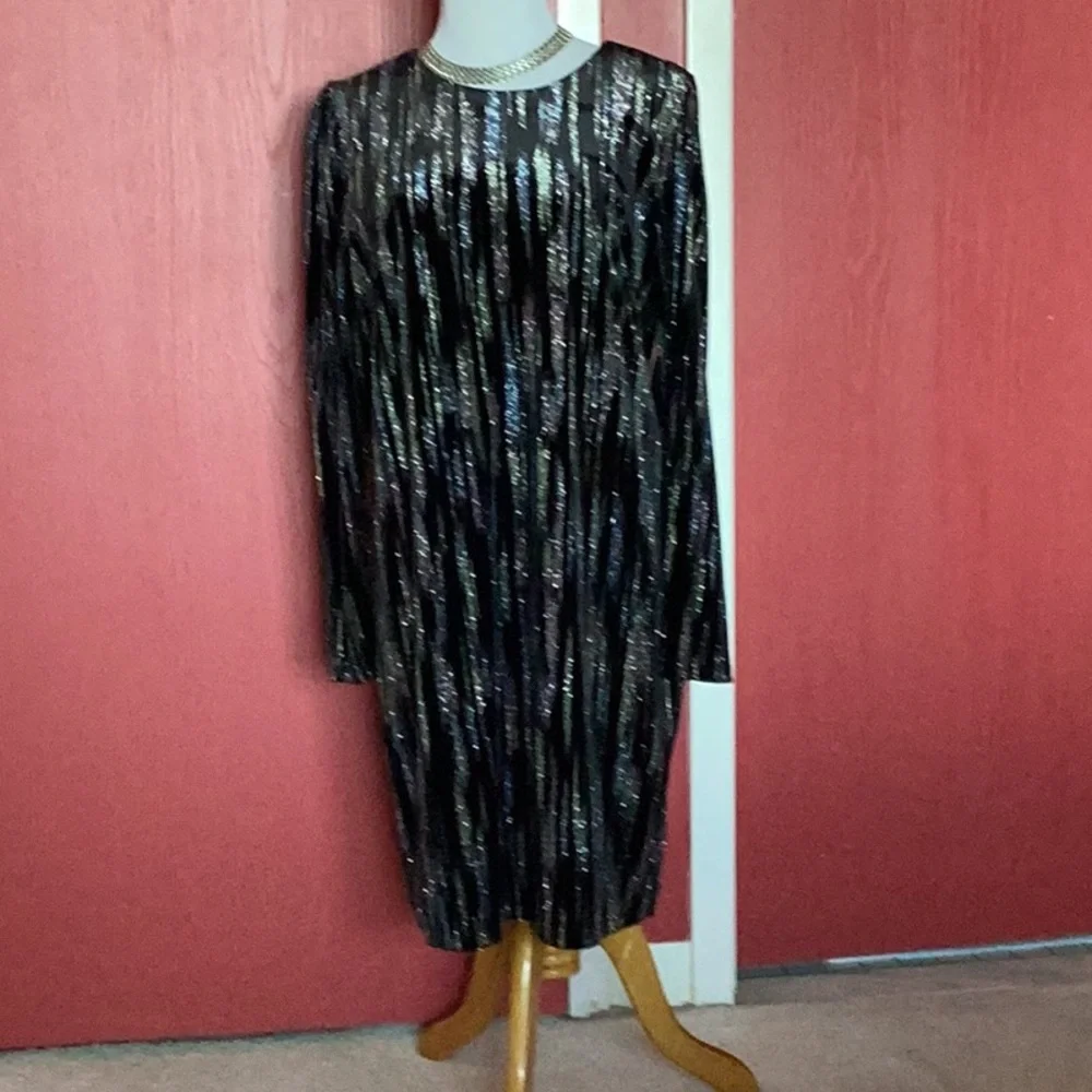 New Elegant Black and Silver Women's Dress - Picture 1 of 5